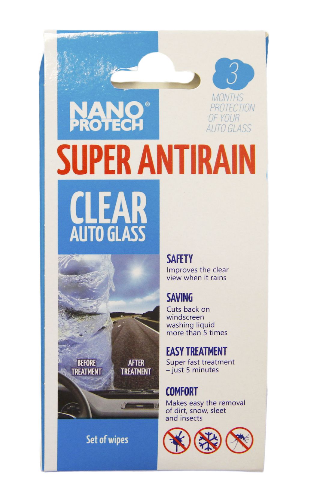 NANOPROTECH Super Antirain * Speciální nanoubrousky,vytvářející efekt neviditelných stěračů.