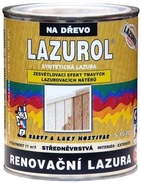 Lazurol Renovační lazura S1040 0666 světlý okr 0,75 L * Zesvětlovací lazura na dřevo.