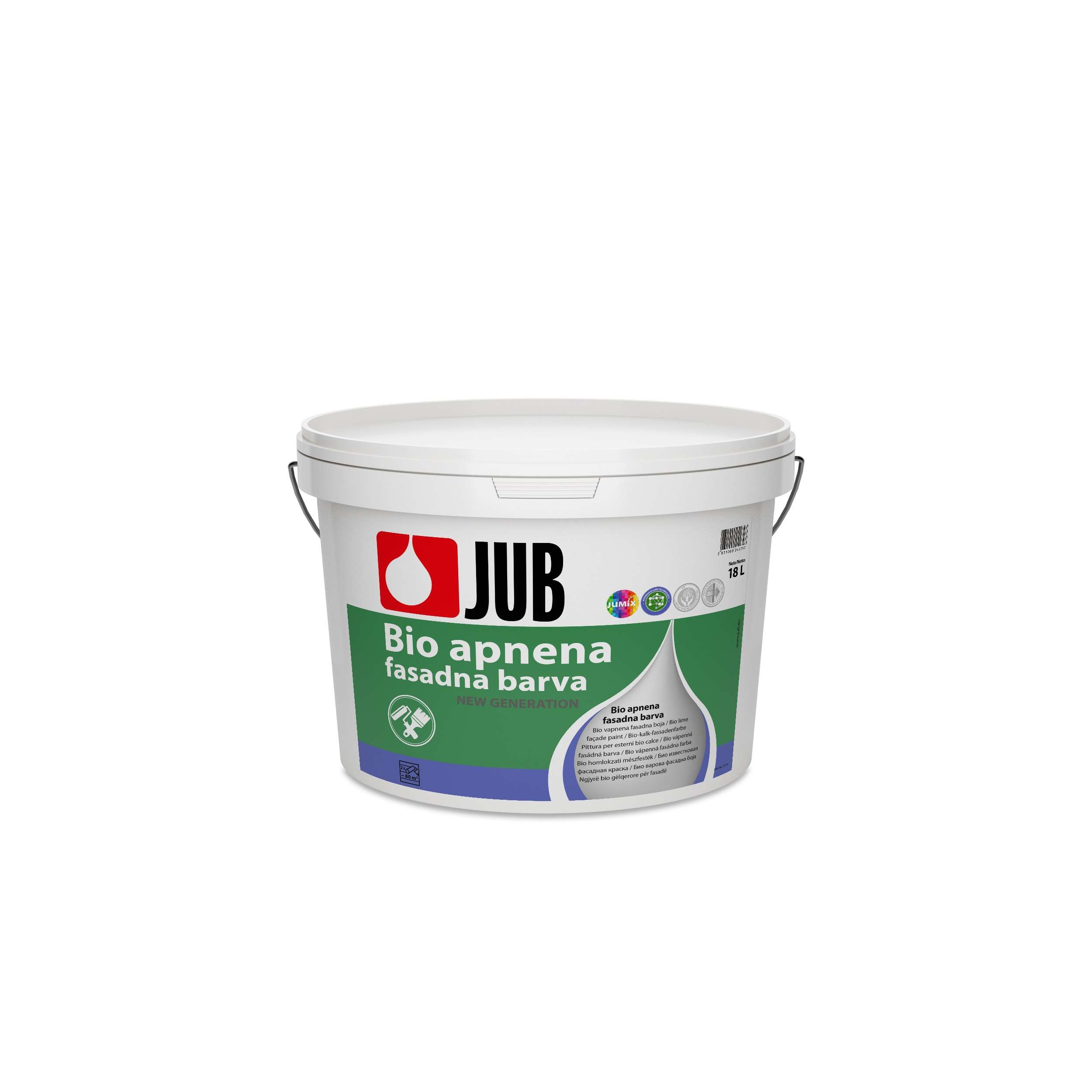Jub Bio vápenná fasádní barva 18 L * Fasádní barva vyrobená na bázi vápna. 1