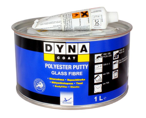 Dyna Polyester Putty Glass Fiber 1 L * Dvousložkový tmel se skelným vláknem.