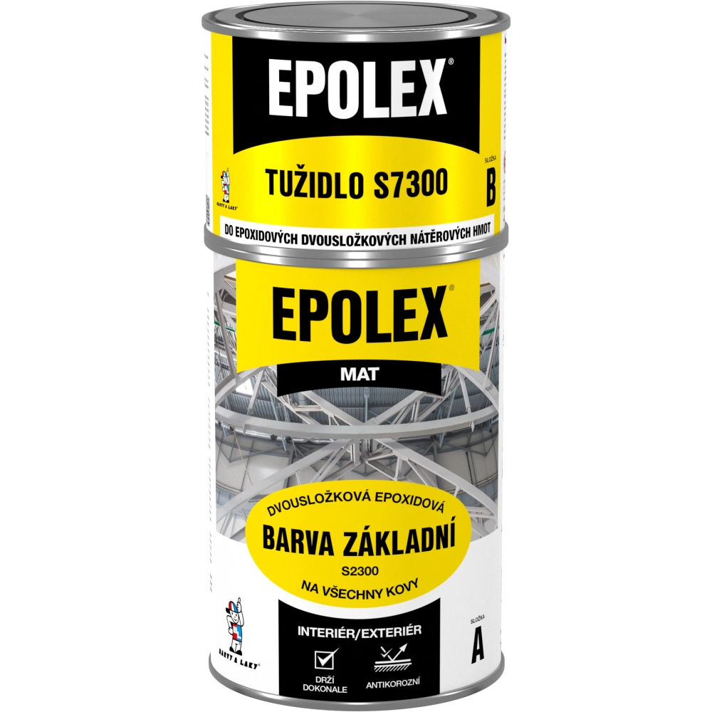 Epolex S2300 barva základní na kov, šedý mat + Epolex S7300 tužidlo, sada 1,18 kg * Barva epoxidová základní dvousložková.