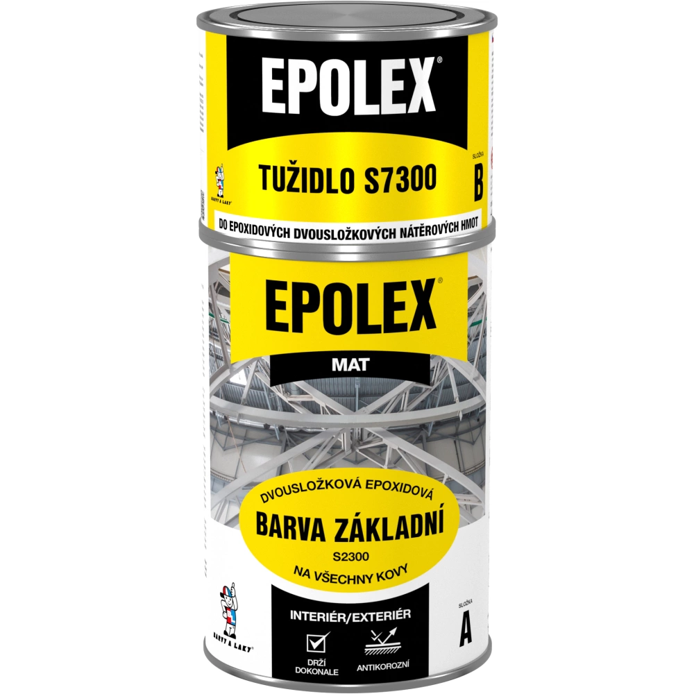 Epolex S2300 barva základní na kov, šedý mat + Epolex S7300 tužidlo, sada 1,18 kg * Barva epoxidová základní dvousložková. Epolex S2300 barva základní na kov, šedý mat + Epolex S7300 tužidlo, sada 1,18 kg * Barva epoxidová základní dvousložková.