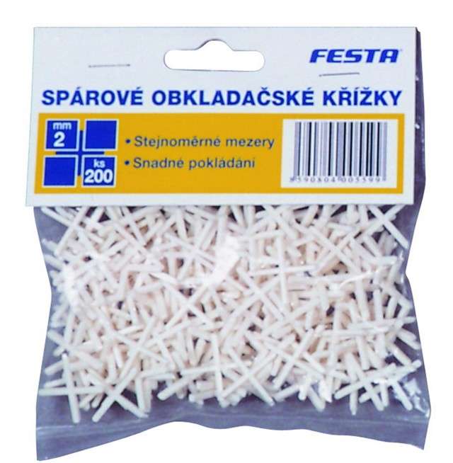 Křížky plastové obkladačské duté 100 ks 6 mm Křížky plastové obkladačské duté 100 ks 6 mm