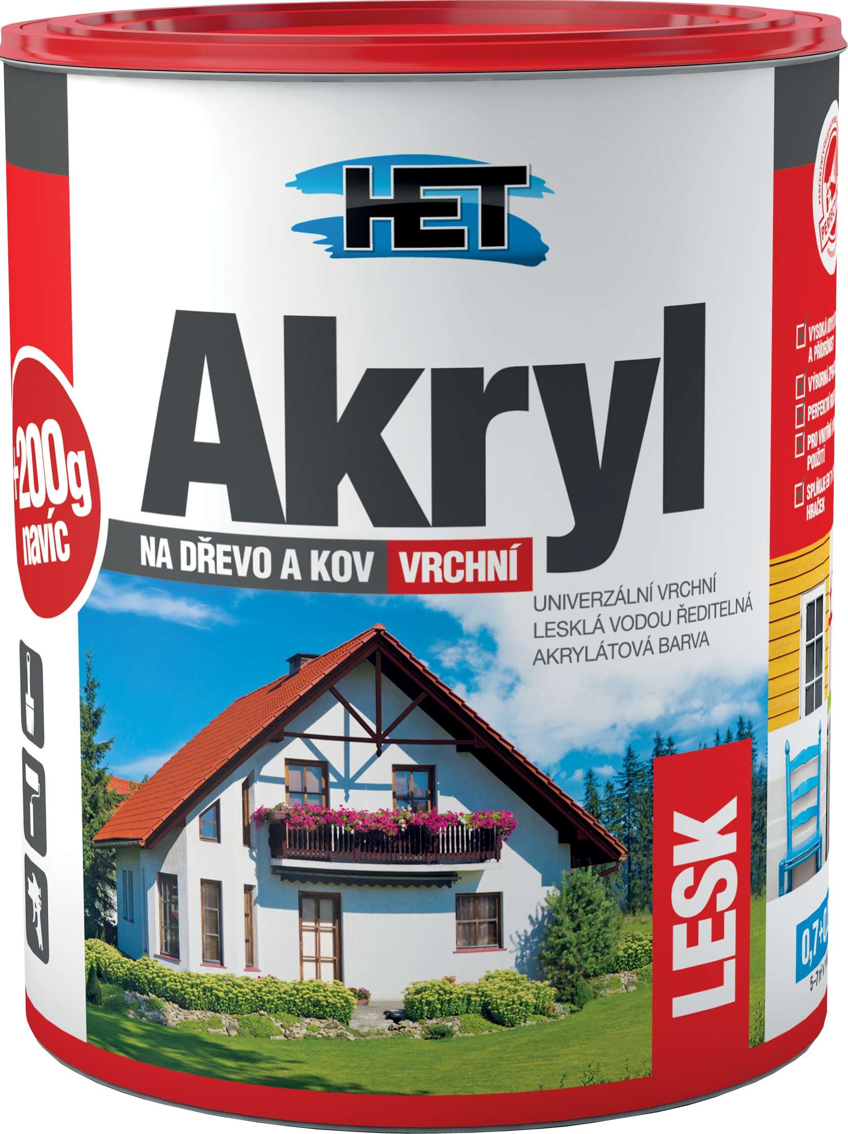 Het Akryl Lesk * Vrchní vodou ředitelná akrylátová barva na dřevo a kov. 1