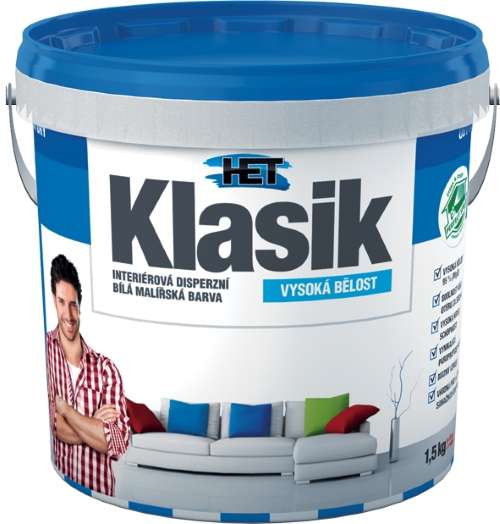 Het Klasik * Interiérová disperzní vysoce bílá barva. Het Klasik * Interiérová disperzní vysoce bílá barva.