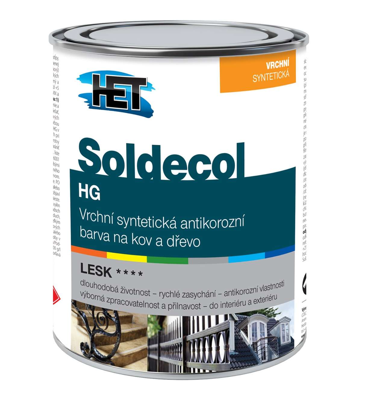 Het Báze Soldecol HG * Vrchní syntetická lesklá antikorozní barva na kov a dřevo. 1