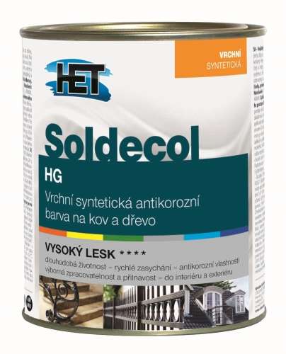 Het Soldecol HG * Vrchní lesklá antikorozní syntetická barva na kov a dřevo. 1
