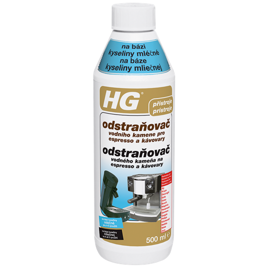 HG odstraňovač vodního kamene pro kávovary na bázi kyseliny mléčné 500 ml 1
