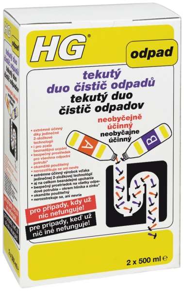 HG Tekutý duo čistič odpadů 2x500 ml 1