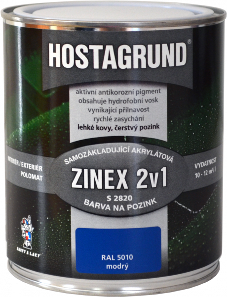 Hostagrund Zinex 2v1 S2820 * Jednovrstvá akrylátová barva na čerstvý pozink. Hostagrund Zinex 2v1 S2820 * Jednovrstvá akrylátová barva na čerstvý pozink.