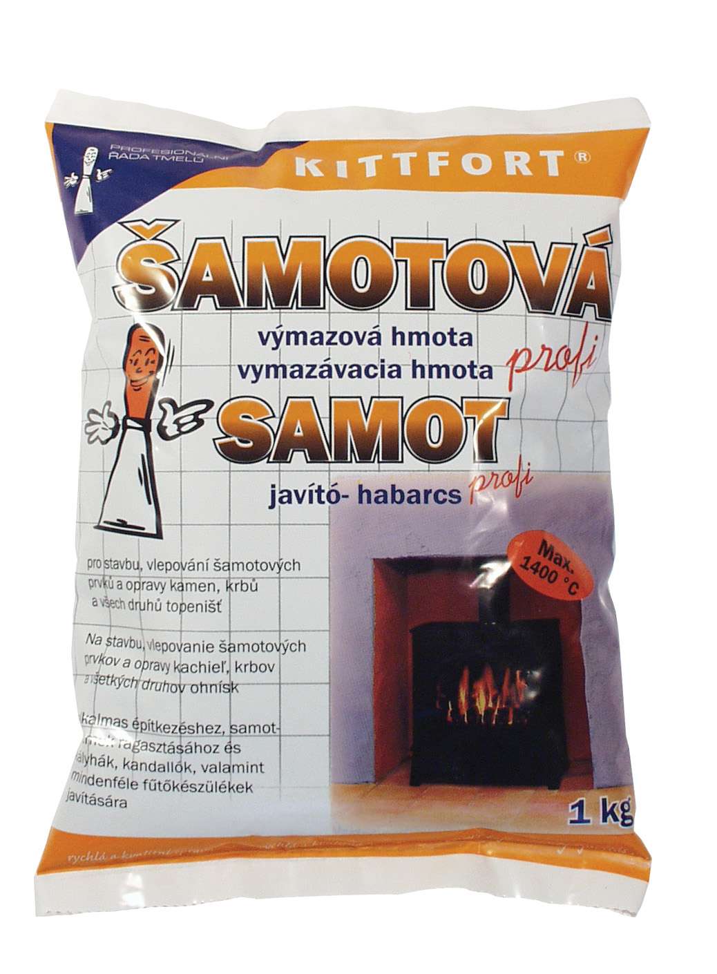 Kittfort Šamotová výmazová hmota 1 kg * K lepení a opravám topenišť.
