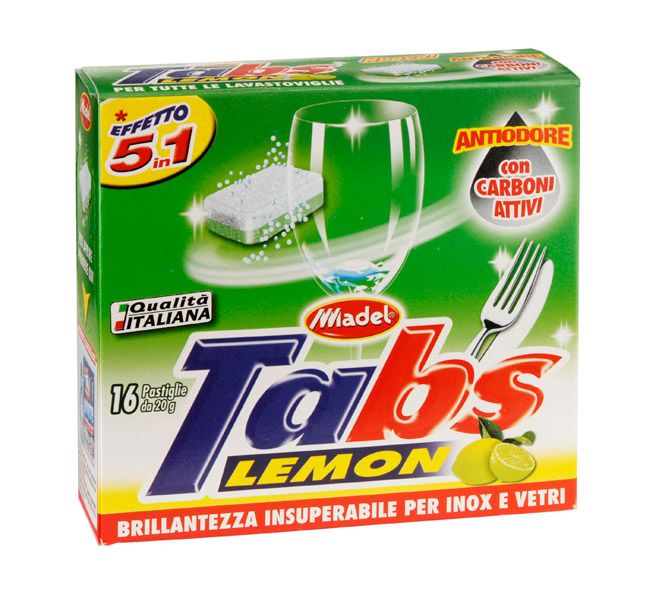 Madel Tabs Lavastoviglie 5v1 16 tablet * Multifunkční tablety do myčky nádobí.