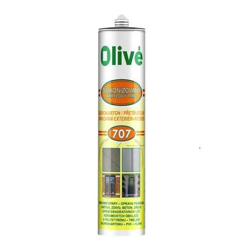 Olivé 707 silikon akrylový tmel bílý 310 ml * Opravy trhlin a prasklin v omítce, zdivu, dřevu, betonu.