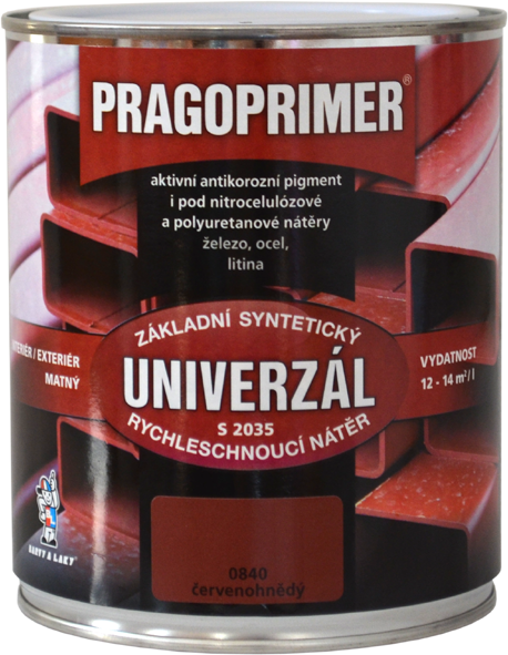 Pragoprimer Univerzál S2035 * Rychleschnoucí syntetická základní barva na kov. 1 Pragoprimer Univerzál S2035 * Rychleschnoucí syntetická základní barva na kov. 1