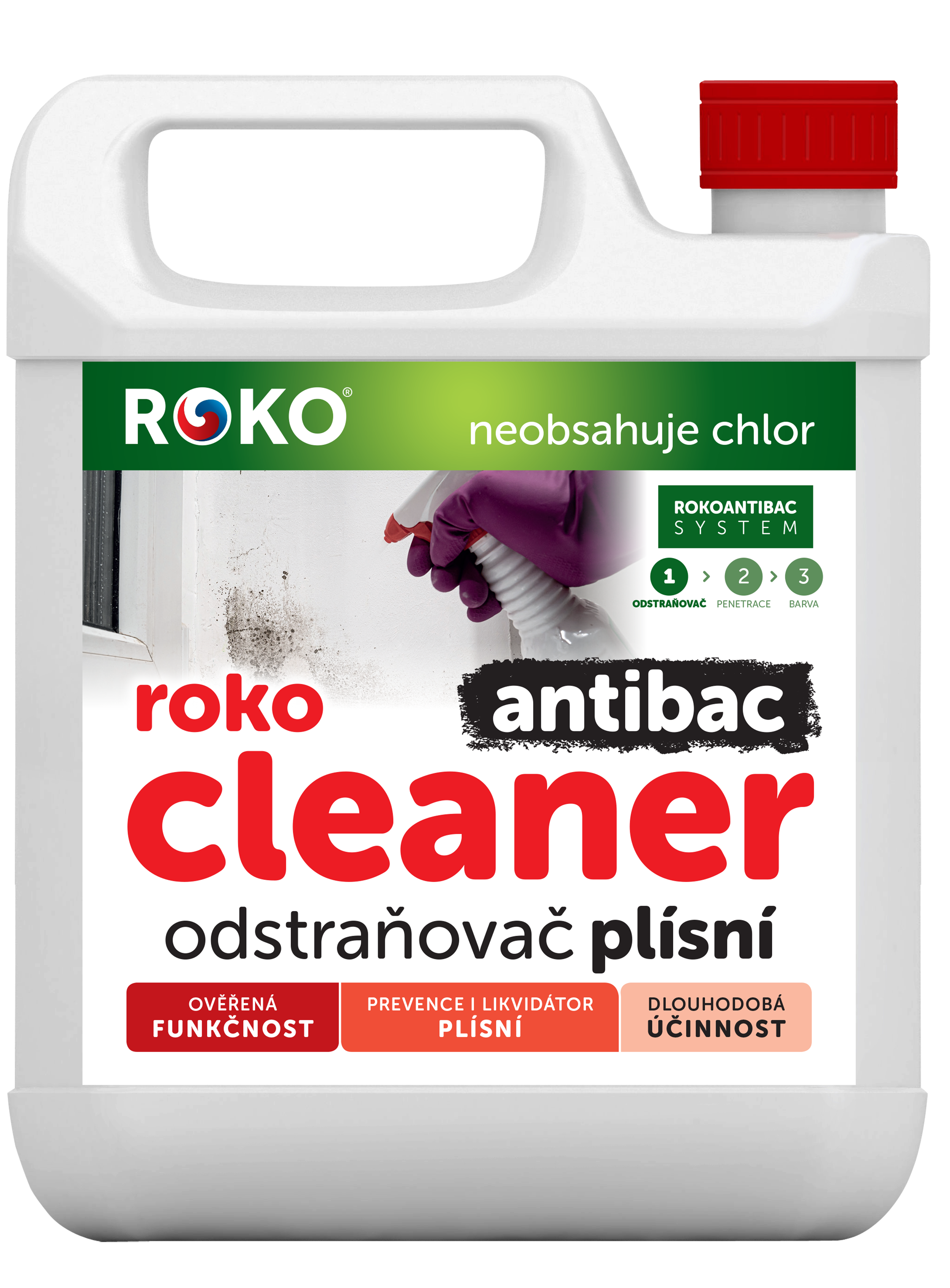 Roko Cleaner Antibac * Odstraňovač plísně, který hloubkově proniká do zdiva a ničí v něm zárodky plísně. 1