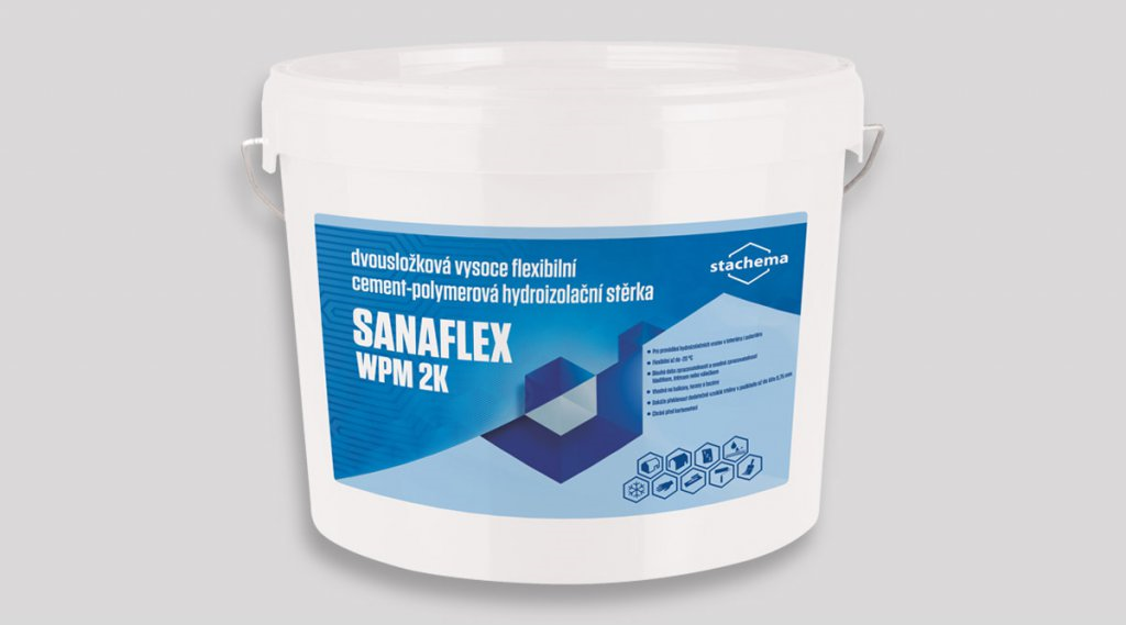 Sanaflex WPM 2K * Dvousložková vysoce flexibilní cement-polymerová hydroizolační stěrka.