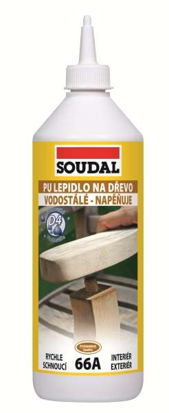 Soudal PU Lepidlo na dřevo 66A * Voděvzdorné polyuretanové lepidlo na dřevo. 1