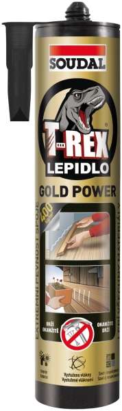 Soudal T-REX GOLD POWER 290 ml * S extrémní počáteční přilnavostí vyšší než 400 kg/ m2. 1 Soudal T-REX GOLD POWER 290 ml * S extrémní počáteční přilnavostí vyšší než 400 kg/ m2. 1